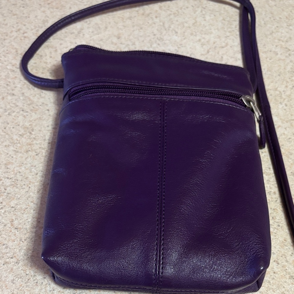 Purple Leather Crossbody Bag